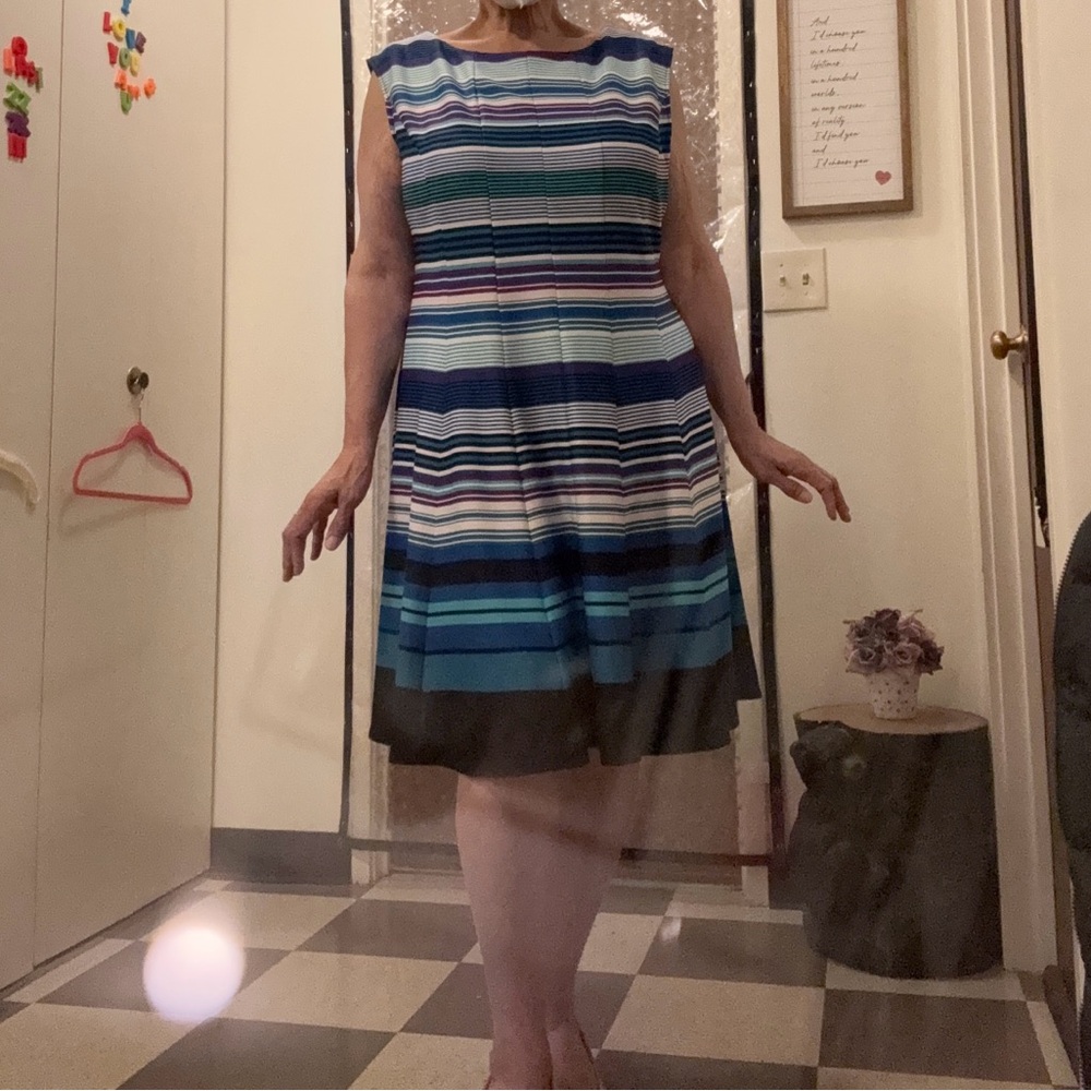 Dress Barn Striped Sleeveless Fit n Flare Dress which Flows Beautifully.